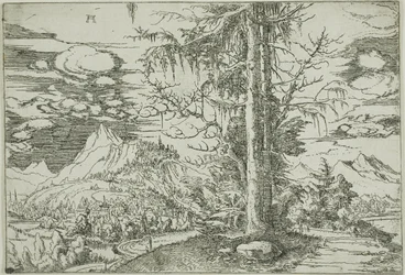 Paysage avec un double épicéa