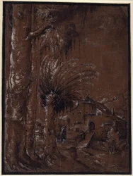 Paysage avec moulin à eau