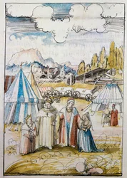 Le futur empereur Maximilien Ier, conduit par son père Frédéric III, rencontre sa promise, Marie de Bourgogne, à Neuss ...