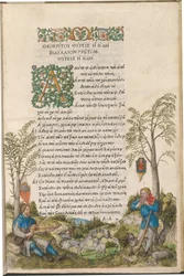 Paysage pastoral avec bergers jouant de la viole et des flûtes de Pan