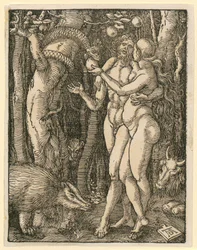 Adam et Ève, planche 2 de la série « Petite Passion sur bois »