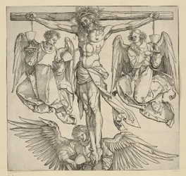 Le Christ en croix avec trois anges
