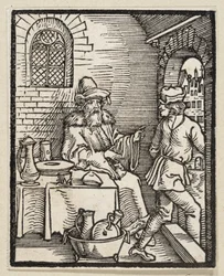Le banquet sans invités (de : Postilla, 43 gravures sur bois)