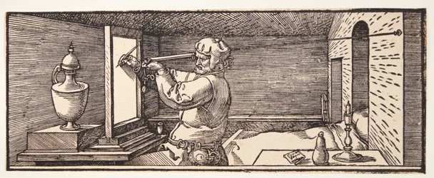 Dessinateur dessinant un vase