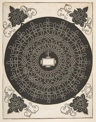 Motif de broderie avec un panneau oblong au centre, avant 1521