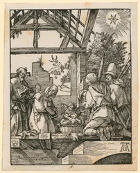 Nativité du Christ, feuille 5 de la série « Petite Passion sur bois »