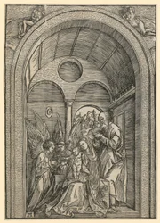 Sainte Famille avec deux anges dans la voûte
