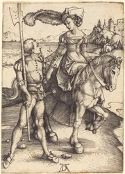 Dame à cheval et le lansquenet
