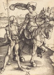 Dame à cheval et le Lansquenet, vers 1497