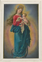 Marie sur le croissant de lune avec une couronne d