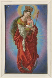 Marie sur le croissant de lune avec sceptre et couronne d