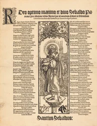 Saint Sebaldus debout sur une colonne