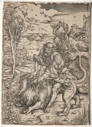 Samson tuant le lion, vers 1496-1497
