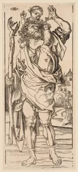 Saint Christophe traversant le ruisseau, 1528