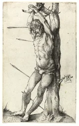 Saint Sébastien attaché à l