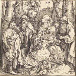 La Sainte Famille avec deux anges musiciens