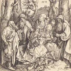 La Sainte Famille avec deux anges musiciens