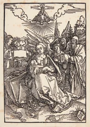 La Sainte Famille avec cinq anges