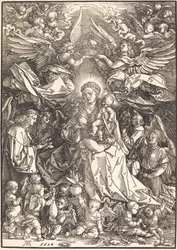 La Vierge entourée de nombreux anges