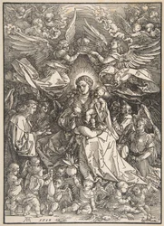 La Vierge entourée de nombreux anges