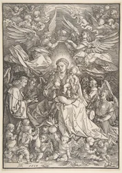 La Vierge entourée de nombreux anges