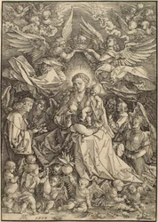 La Vierge entourée de nombreux anges