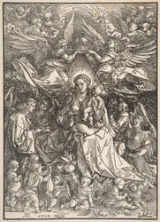 La Vierge entourée de nombreux anges
