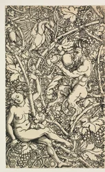 Deux dessins pour tapisserie avec famille de satyres