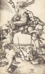 Sorcière chevauchant une chèvre, vers 1500-1501