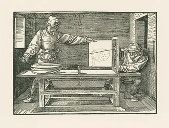 Un homme dessinant un luth
