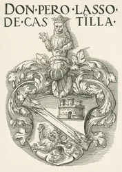Armoiries de Don Pedro Lasso de Castilla, vers 1530 (gravure sur bois)