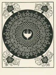 Nœud avec centre en forme de cœur et motif angulaire