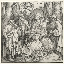 La Sainte Famille avec deux anges musiciens