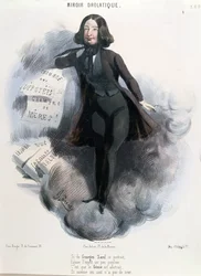 Caricature de George Sand (1804-76), vers 1848