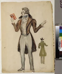 Redingote et nœud papillon. Projet de costume pour l