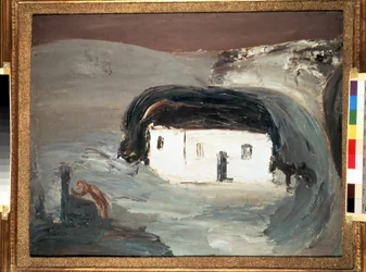 Paysage avec une maison blanche