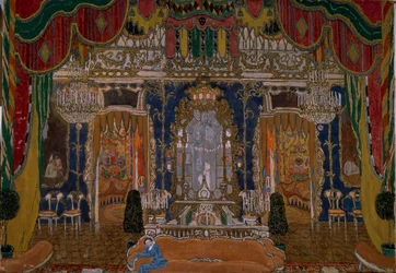 Décor de scène pour la pièce de théâtre Le Masque par M. Lermontov, 1917