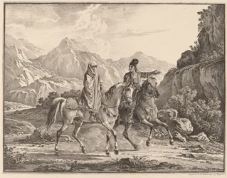 Homme et femme voilée à cheval