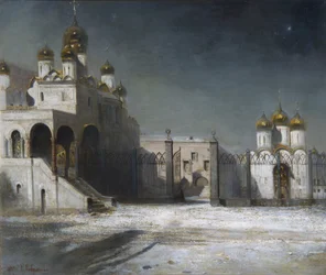 La place de la cathédrale au Kremlin de Moscou la nuit, 1878