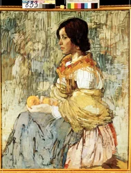 Une femme italienne avec des oranges
