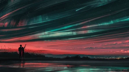 Une nuit romantique sous les aurores boréales