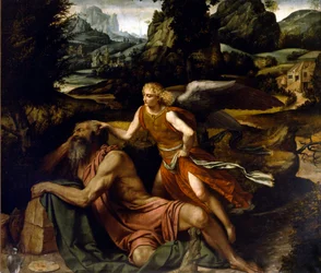 Élie endormi est redressé par un ange (détail)