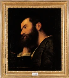 Portrait du poète Pietro Aretino, buste, reposant sa tête sur sa main droite près d
