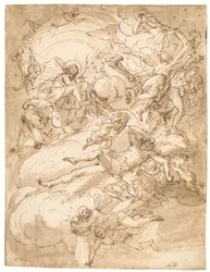 Apollon dans son char, dessin pour une peinture de plafond