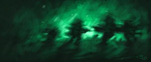 Bataille, vision nocturne infrarouge de soldats. Dessin par Alessandro Lonati
