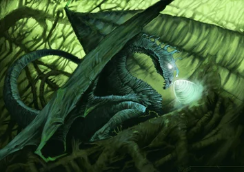 Créature fantastique : un dragon protégeant son œuf. Illustration par Alesandro Lonati. 2010