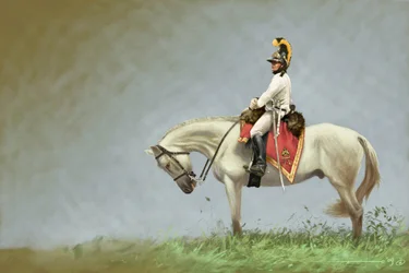 Premier Empire : soldat de la cavalerie autrichienne. Dessin par Alessandro Lonati
