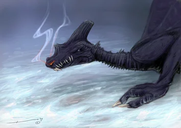 Créature légendaire : un dragon dans la neige Dessin par Alessandro Lonati