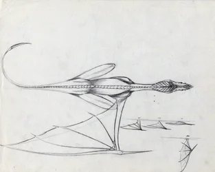 Animal légendaire pour illustration fantastique : étude pour un dragon