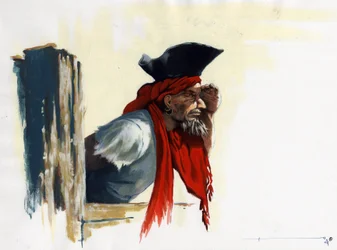 Pirate des Caraïbes regardant l
